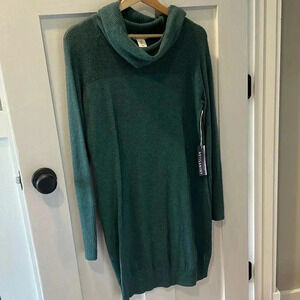 Artisan NY Womens Turtleneck Dress Size Small Aqua Blue Long Sleeve Long Knit